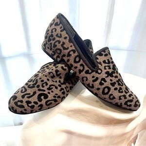 Unisa Metallic Leopard Print Loafers, Size 7.5, Women’s Shiny Slip-On Shoes
